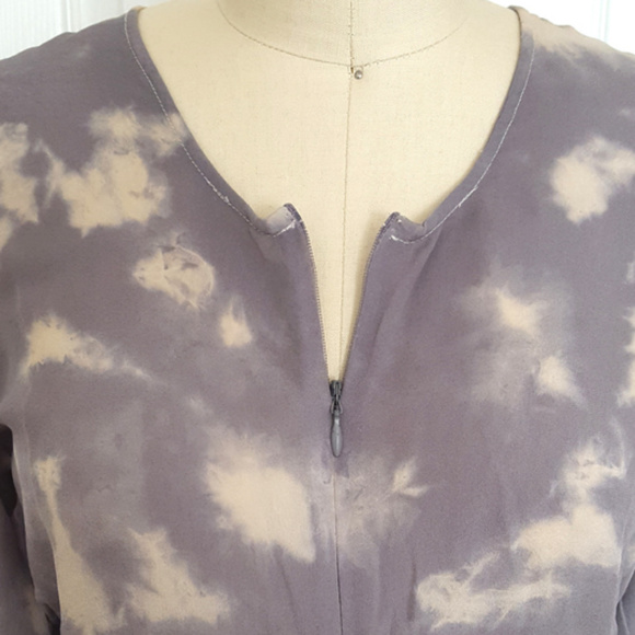100% Silk Tie Dye Zip Front Long Sleeve Blouse XS - Picture 8 of 8